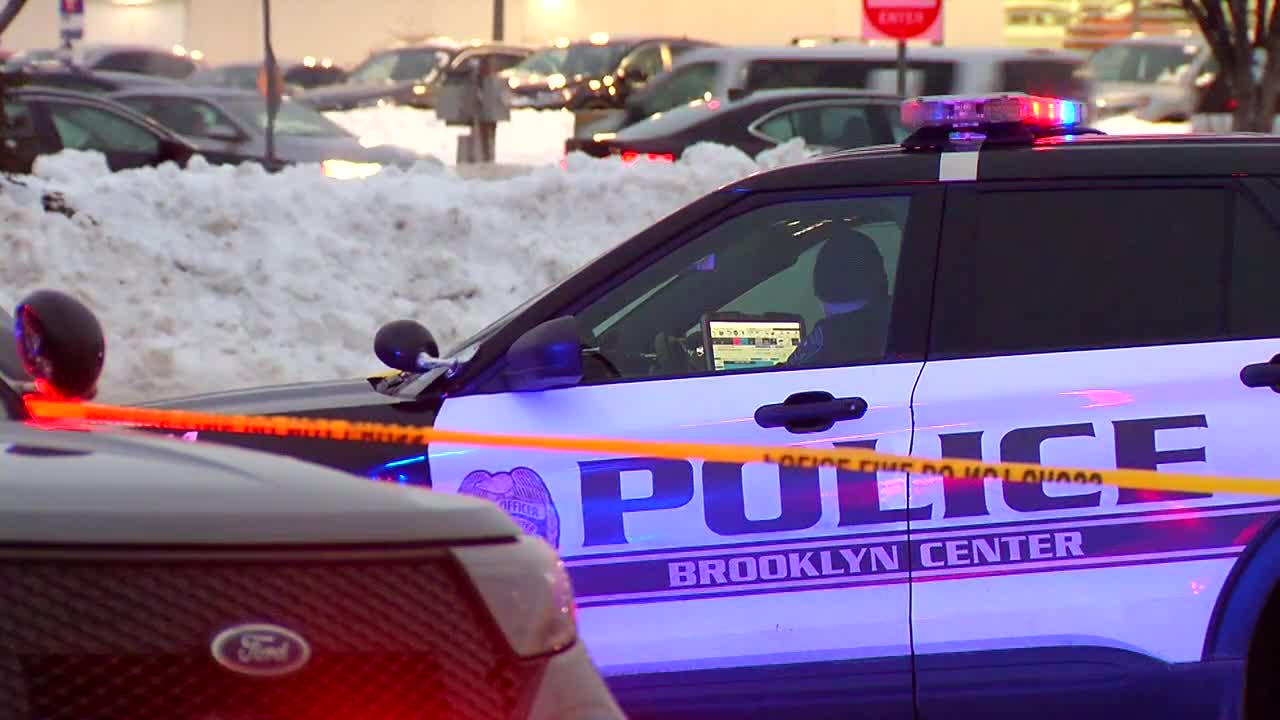 Brooklyn Center Police Department vehicles are at the scene of a shooting Friday, Jan. 13, 2023, on Brooklyn Boulevard.